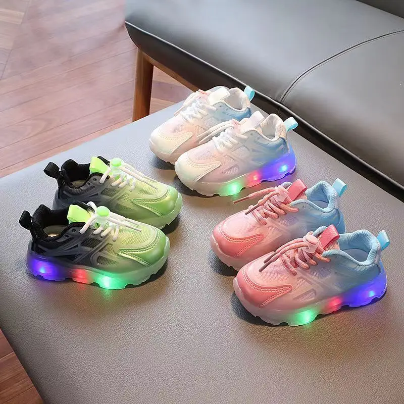 

Новинка 2023, детская обувь для девочек, светящаяся обувь со светодиодной подсветкой, детские танцевальные полукроссовки, Весенняя теплая об...