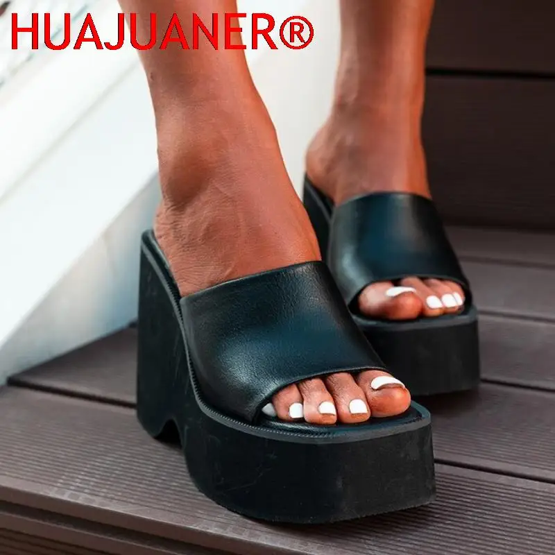 

Женские мюли на массивной платформе, Сланцы на танкетке, удобные уличные шлепанцы для отдыха, пляжная обувь, лето 2022