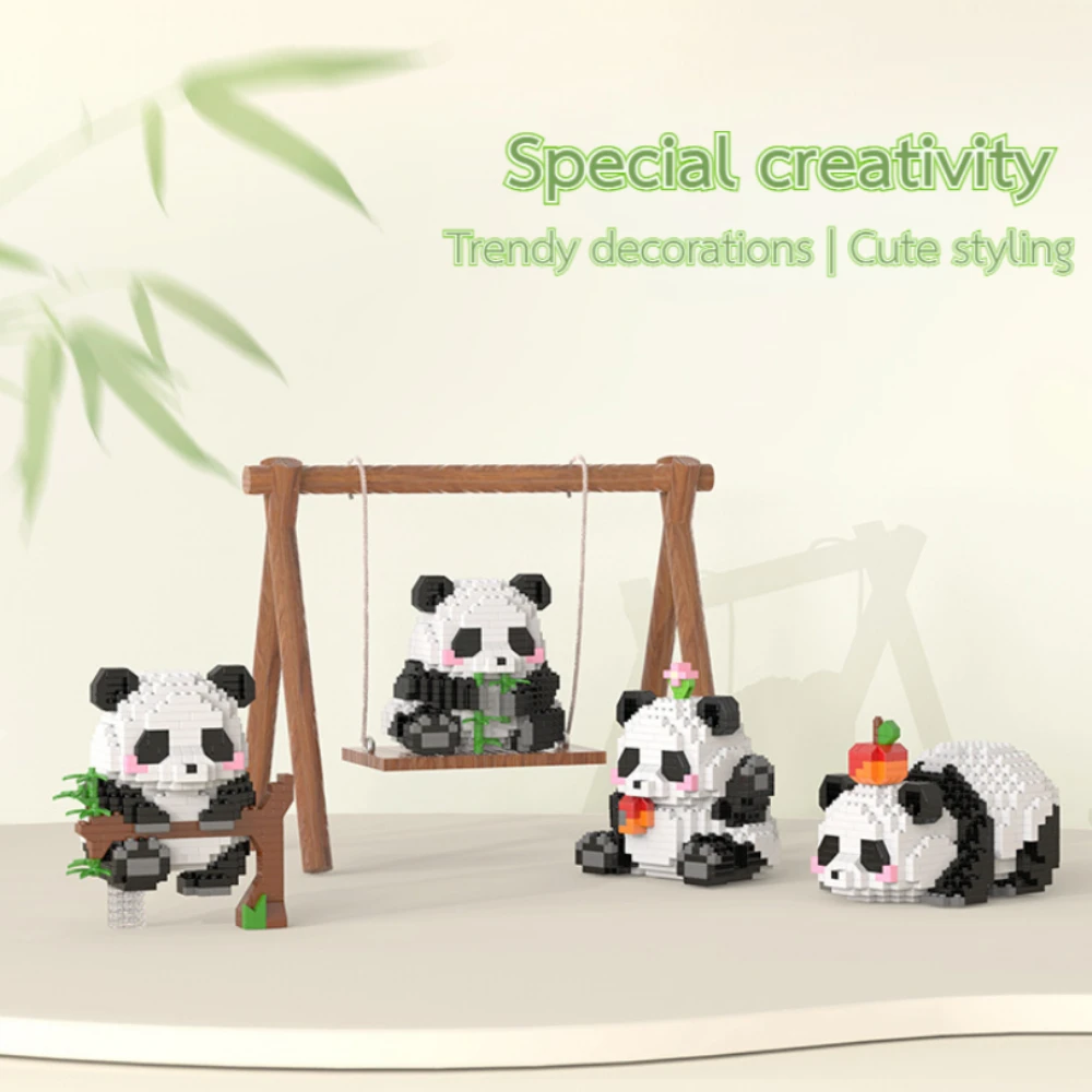 

Assemble Toy for Kids Cute Panda Shape Building Brick Home Decoration Animal Doll Dairy Life Series Block Creative Puzzle Gift