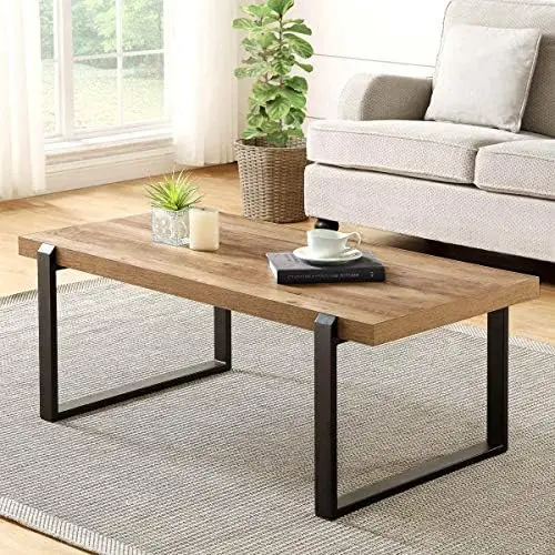 

Rustic Coffee Table,Wood and Metal Industrial Cocktail Table for Living Room, 47 Inch Oak Small coffee table Table top Small en