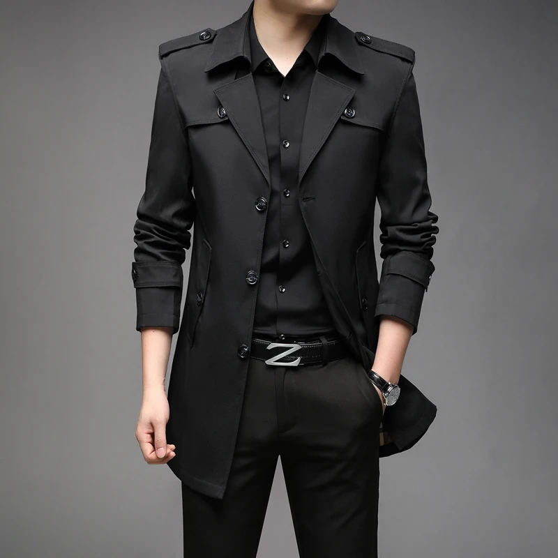 

England Punk Windbreaker Casual 2023 Men Spring Trench Outerwear Trench Men Korean Mens Coats Long Coat Fashion Jackets Style