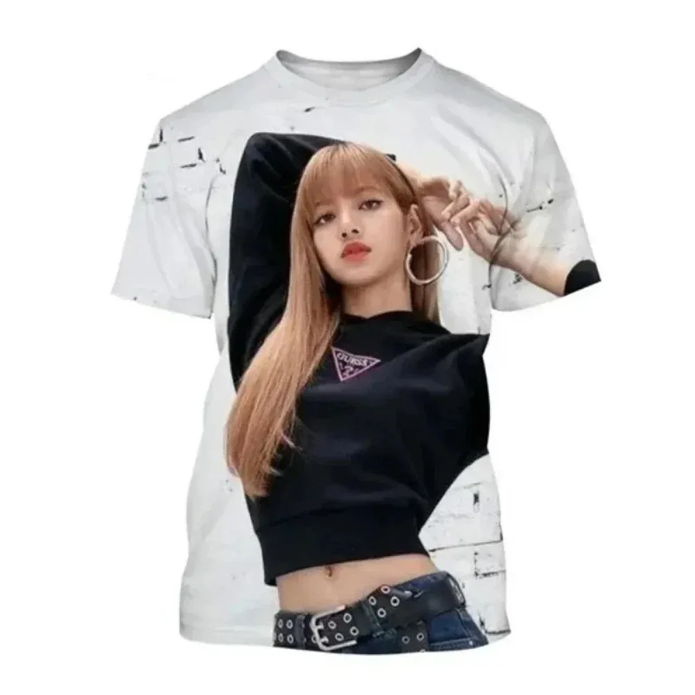 Мужская и женская модная футболка с 3D принтом LISA танцовщица поп-певица звезд