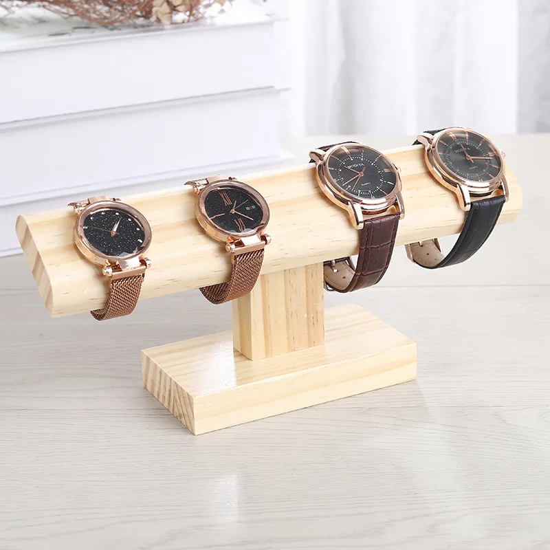 T-bar Wooden Microfiber Watch Stand, Bangles Watch Display Wooden Display Jewelry Accessory Stand