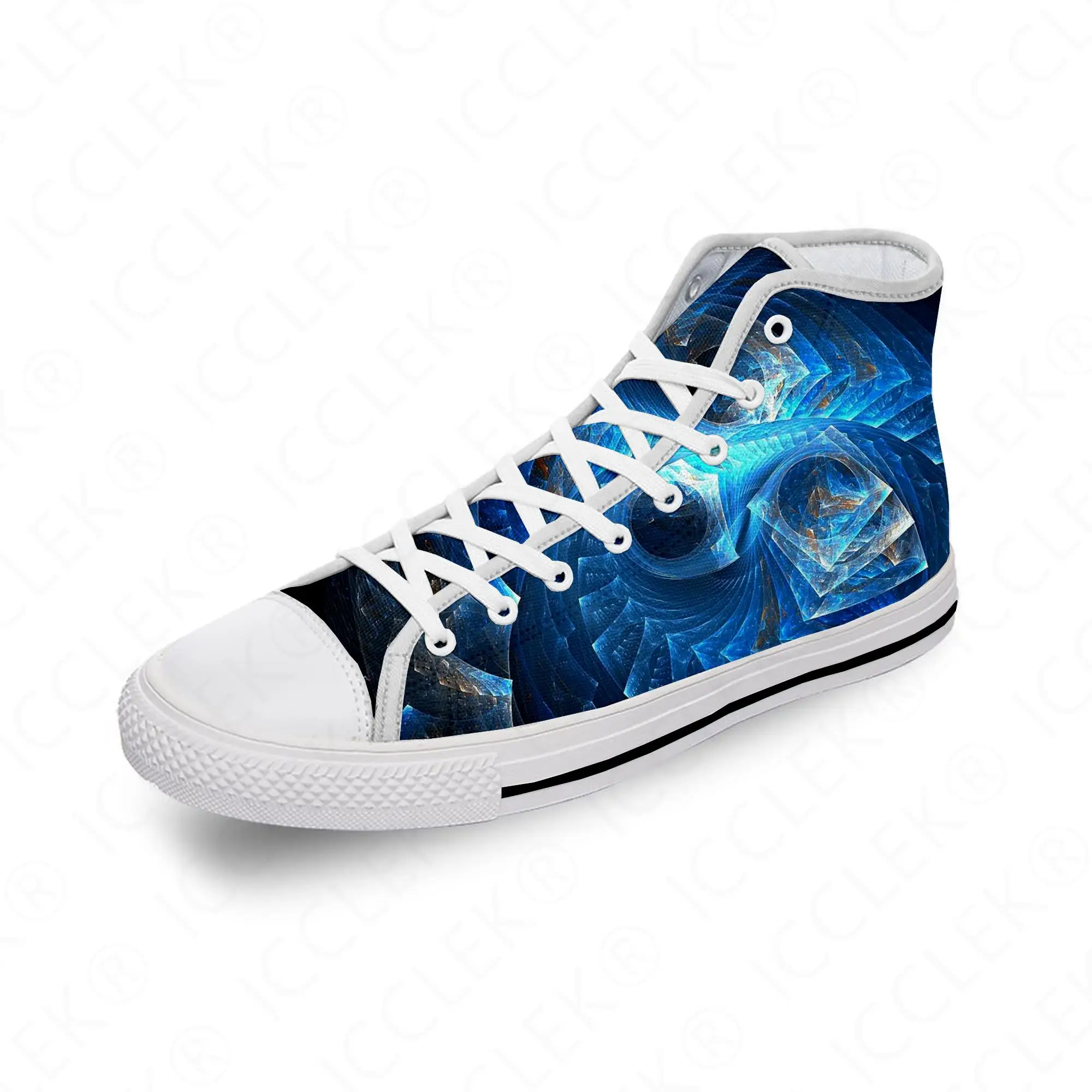 

Fractal Dawn Graphic Funny Cool White Cloth Fashion 3D Print High Top Canvas Shoes Men Women Lightweight Breathable Sneakers