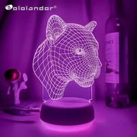 animal 3d leopard illusion night light colorful led changing touch remote control table lamp usb novelty night lamp kids gifts