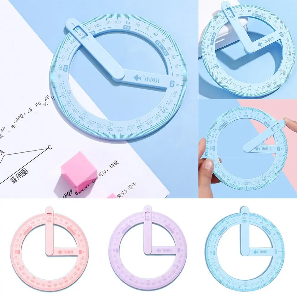 

360 Degree Rotation Activity Ruler Multi-functional Plastic Pointer Protractor Angle Draw Ruler School Office