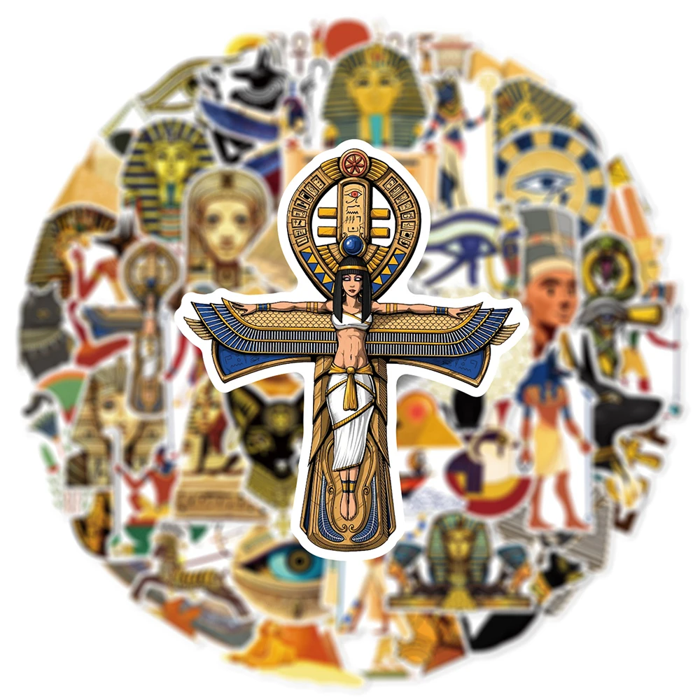 Наклейки в стиле ретро с рисунком Древнего Египта Фараона и бастетта кошки