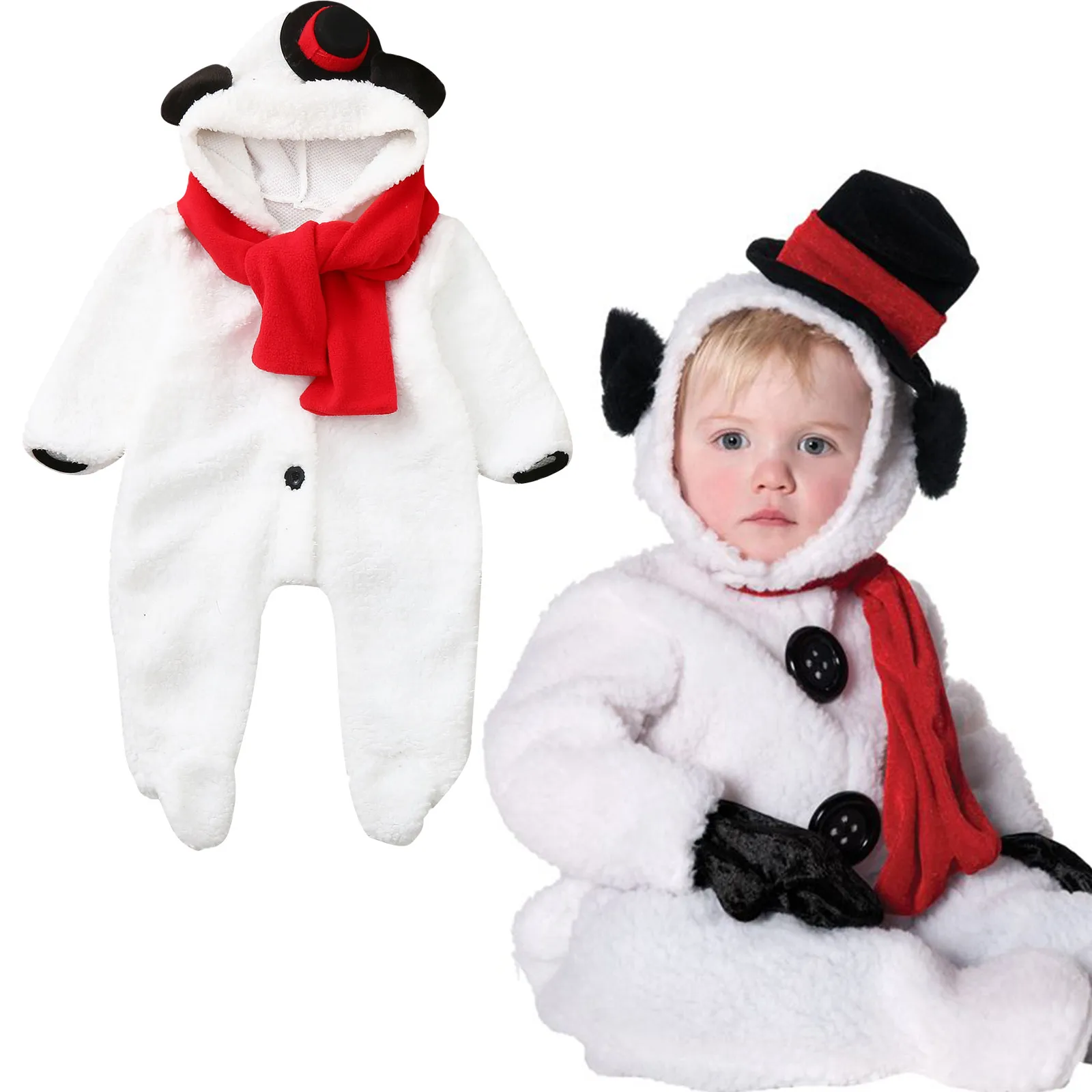 

Toddler Baby Boys Girls Cosplay Snowman Fleece Warm Outwear Jumpsuit 3 Month Gender Neutral Clothes 18 Month Zip up Romper