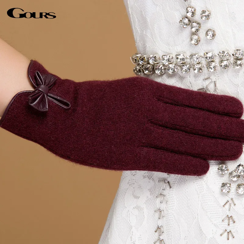 

GOURS Winter Natural Wool Gloves for Women Black Fall and Winter Real Cashmere Gloves Warm Super Discount Clearance Sale GSL059