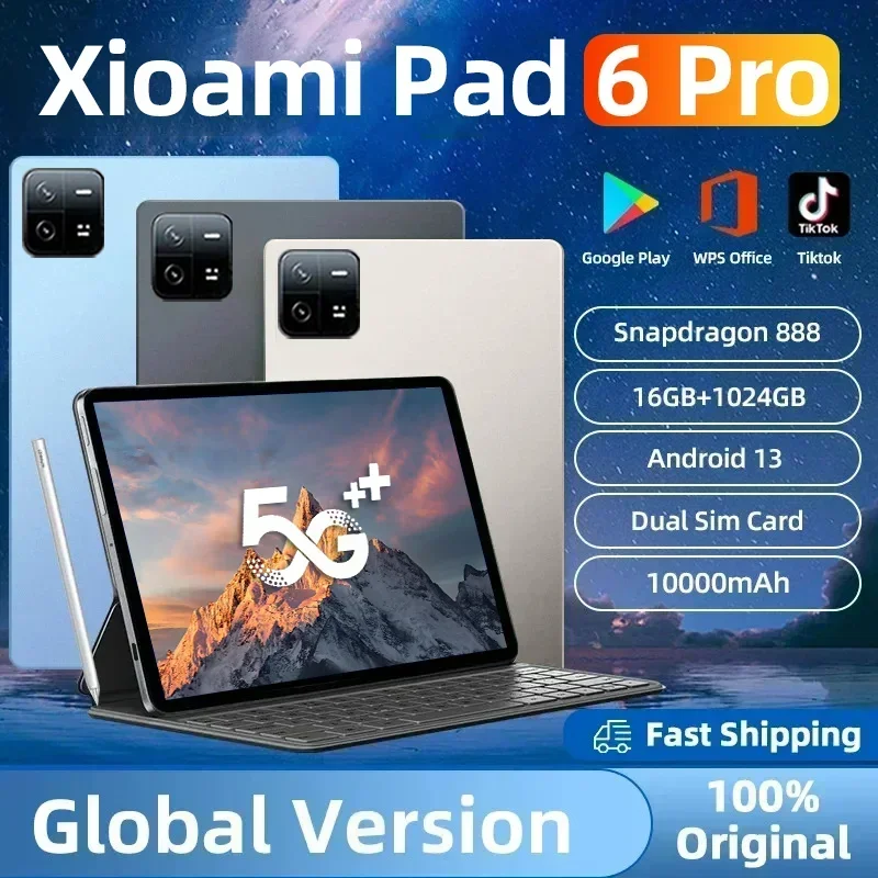 Планшет Mi Pad 6 Pro Snapdragon 888 Android 13 16 ГБ 1024 10000 мАч 5G Dual SIM-карта WIFI 4K HD