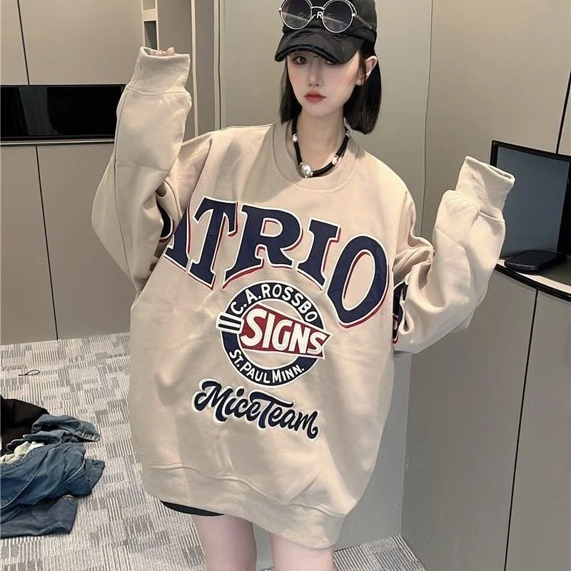 

Women's Printed Letter Long Sleeved Hoodie American Ins Autumn Popular Pure Cotton Warm Fashion Brand Versatile Sweatshirt Top