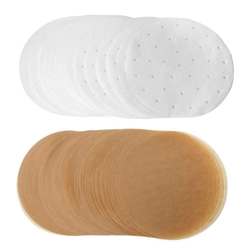 

100 Pcs Perforated Parchment Air Fryer Paper Liners - 7 Inch & 100 Pcs Unbleached Parchment Paper Cookie Baking Sheets