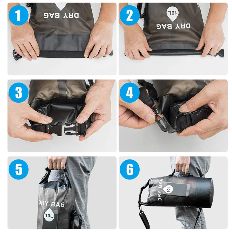 Waterproof Dry Bag Floating Dry Sack Roll Top Dry Backpack for Kayaking Rafting Boating Fishing 10L 20L Lightweight Storage Bag