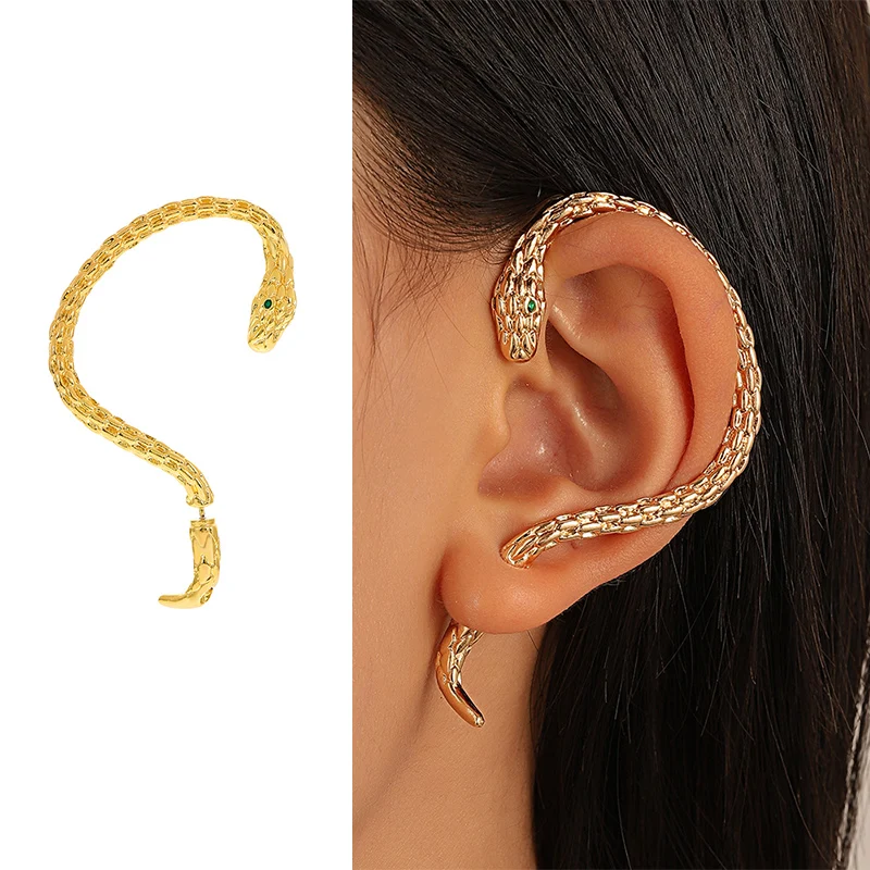 

Новинка 2023, позолоченные серьги в форме змеи, Винтажные серьги в виде змеи, животные для женщин, трендовые украшения