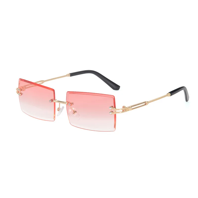 

2023 new square -shaped frameless sunglasses European and American summer fashion sunglasses explosion metal retro tide glasses