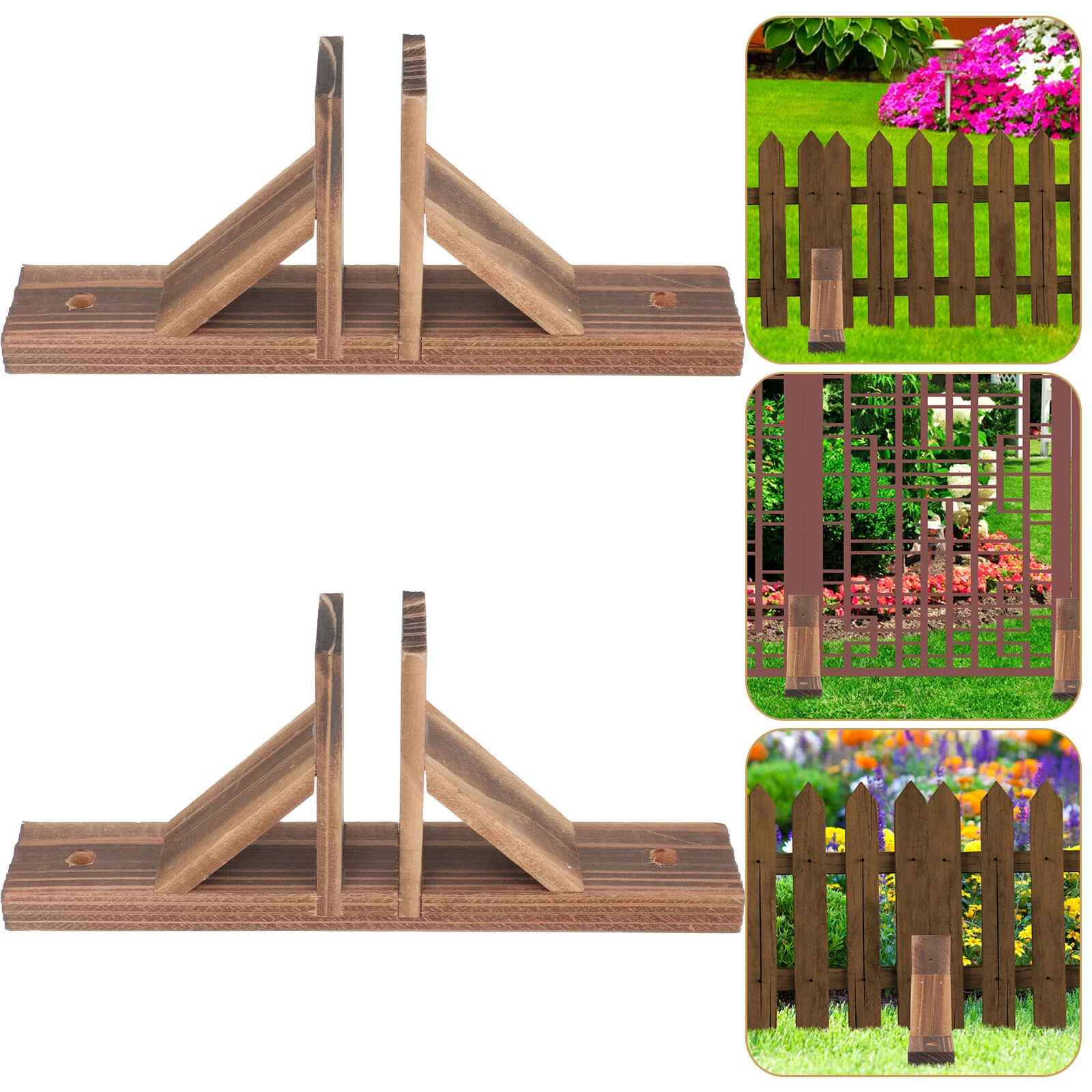 

2 Pcs Yard Fence Stand Holder Accessories Pet Outdoor Fences Base Playpen Small Set Supplies Wood Parts