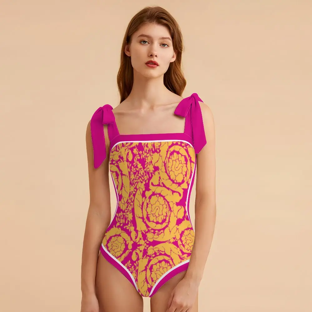 

Женский раздельный купальник с высокой талией, Раздельный купальник из 2 предметов в стиле ретро, пляжная одежда большого размера с лямкой на шее, лето 2023