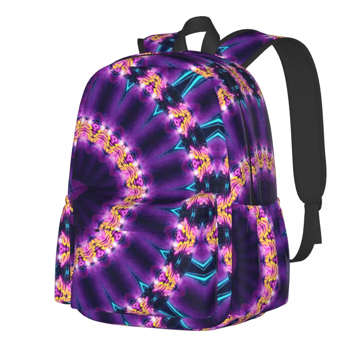 

Neon Sunflower Backpack Blacklight Mandala Student Polyester Travel Backpacks Print Cool School Bags Rucksack
