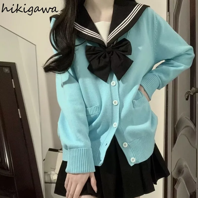 Кардиган женский оверсайз в японском стиле повседневный модный вязаный свитер