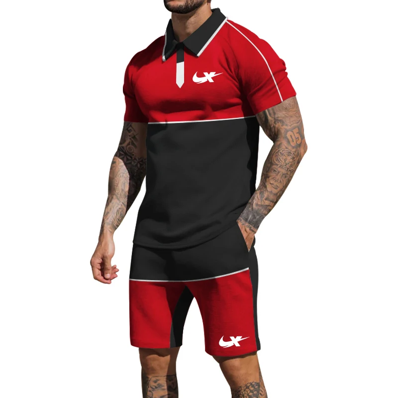 Summer 2023 new trendy brand cotton short-sleeved T-shirt set men's versatile loose T-shirt cargo pants set trend