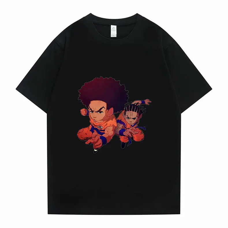 

Funny The Boondocks Huey and Riley T-shirt Mens FASHION Tee Streetwear Men Women Vintage Loose Tshirt Tops Men's Cool T Shirt