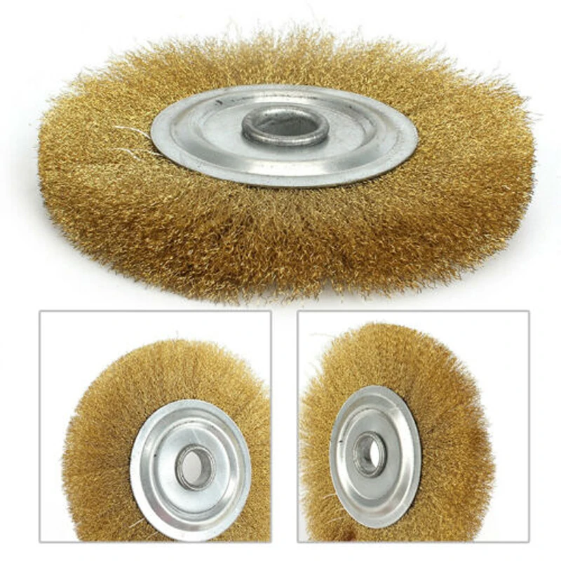 5Inch 125mm Wire Brush Pure Copper Wire Wheel Round Brass Brush New Wire Brush Wheel For Bench Grinder Metal Polishing Deburring