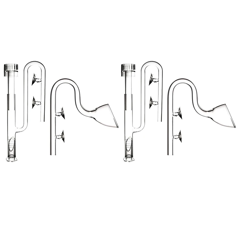 

2X Aquarium Glass Kit With Deoiling Film Inflow And Horn Outflow For Fish Tank Filter Tube 13Mm Set For 12/16Mm