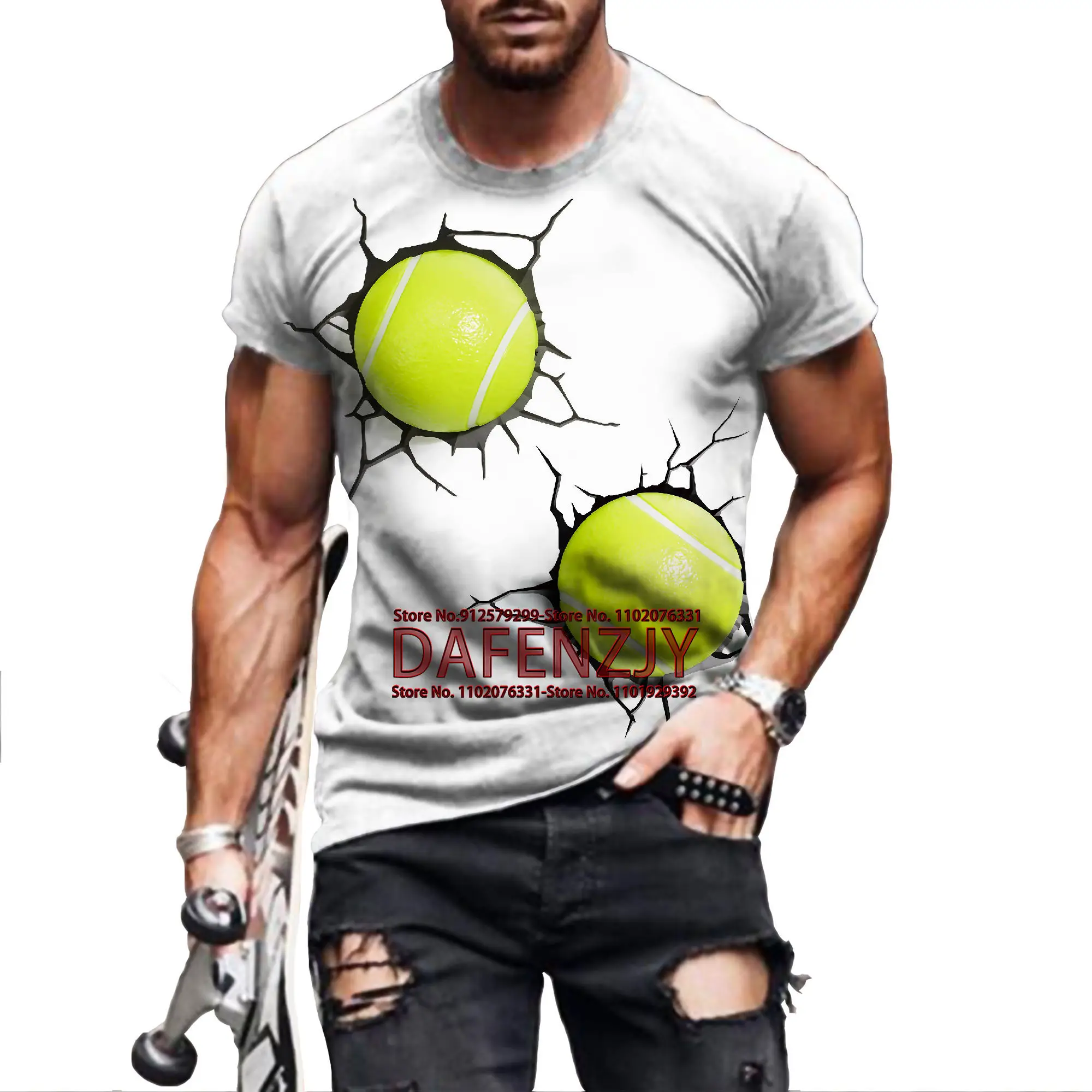 

Футболка мужская теннисная с 3D-принтом, модная рубашка в стиле хип-хоп с круглым вырезом и коротким рукавом, топ в абстрактном стиле Харадзюку