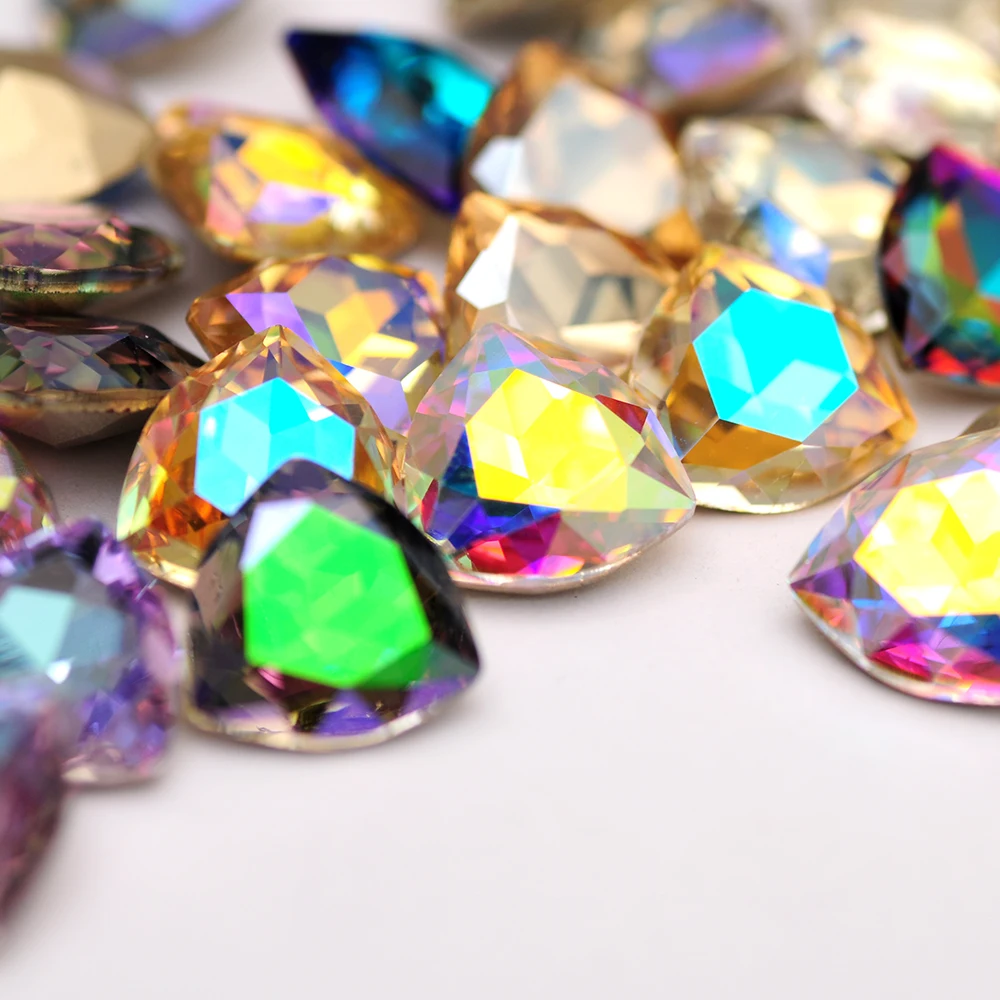 

5PCS 12mm Glitter Glass Rhinestones Trilliant Shape Different Color Nail Rhinestone 3D Jewelry Making Beads DIY Nail Art Gems