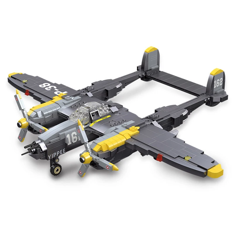 

United States Military Vehicle P38 Fighter Lightning World War Build Block WW2 Air Forces Figures Airplane Battlefield Brick Toy