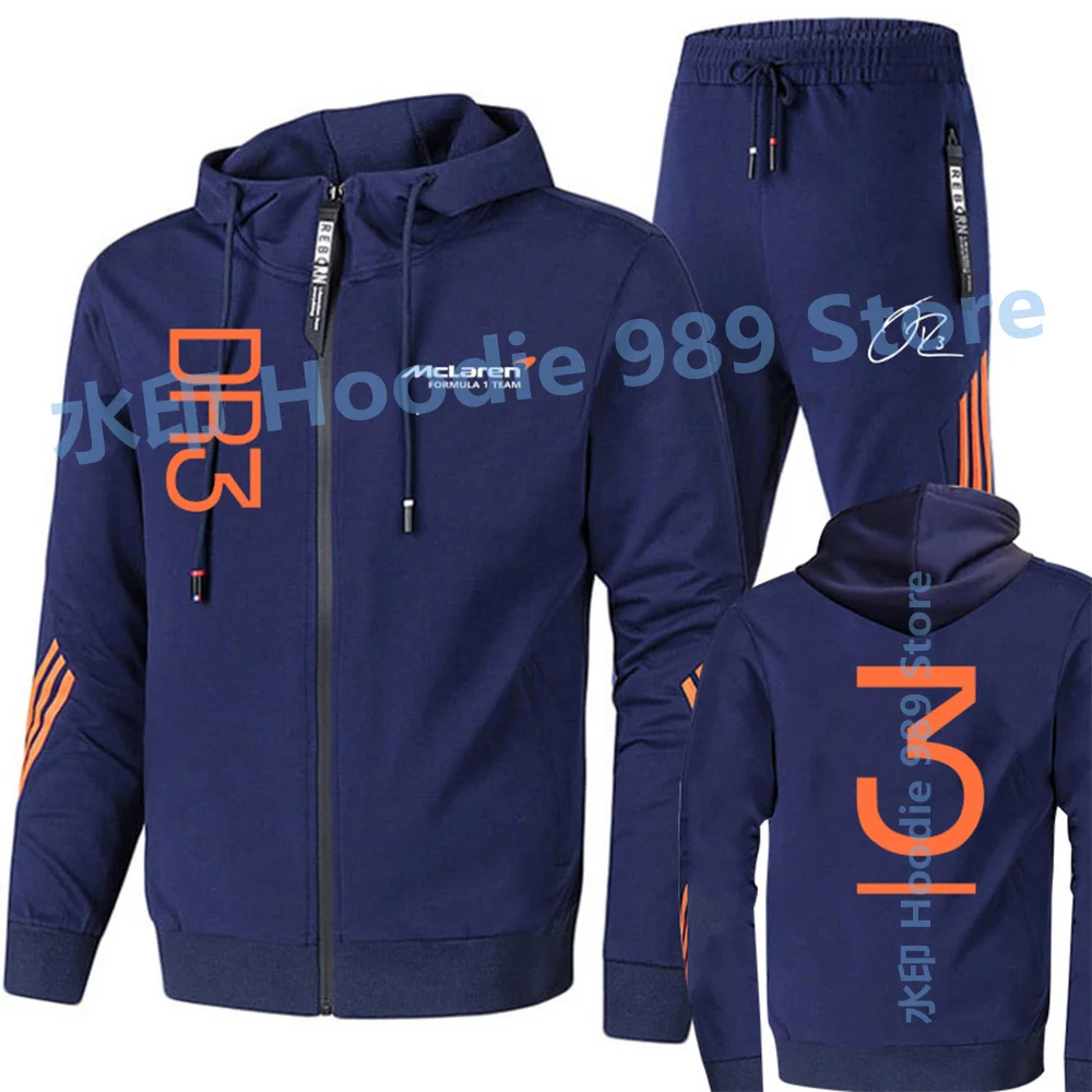 

2022F1 Mclaren team Daniel Ricciardo Fans Men Two Set Casual Tracksuit Sets Oversized Hooded Long Sleeve Hoodie Sport Pants