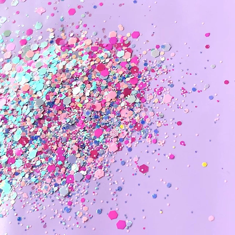 100 г россыпью розовые Красочные смешанные объемные хлопья шестиугольной формы