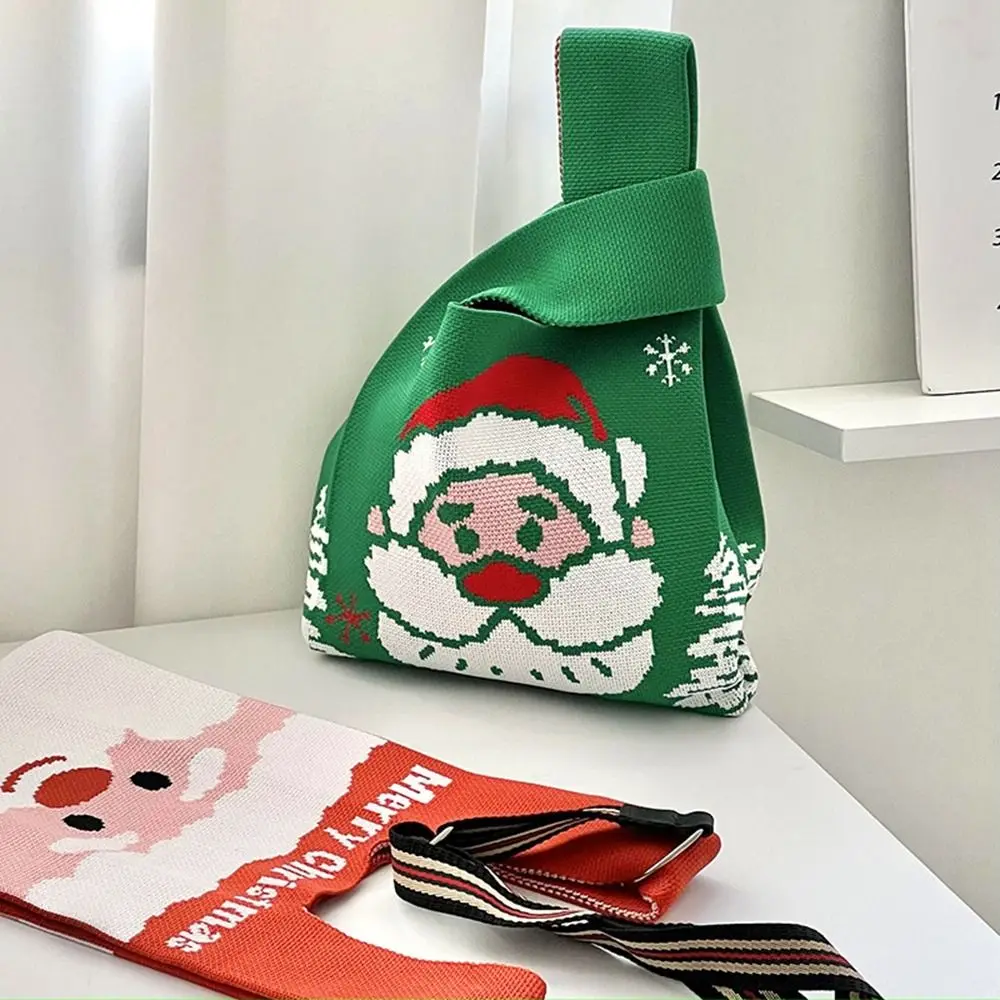 Простой рождественский подарок сумка на запястье с узлом для конфет шерстяная