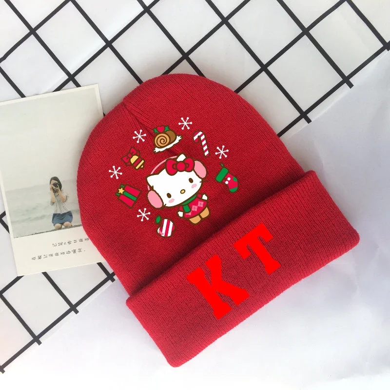 Sanrio вязаная шапка Hello Kitty аниме милые шерстяные шапки детские бытовые с принтом