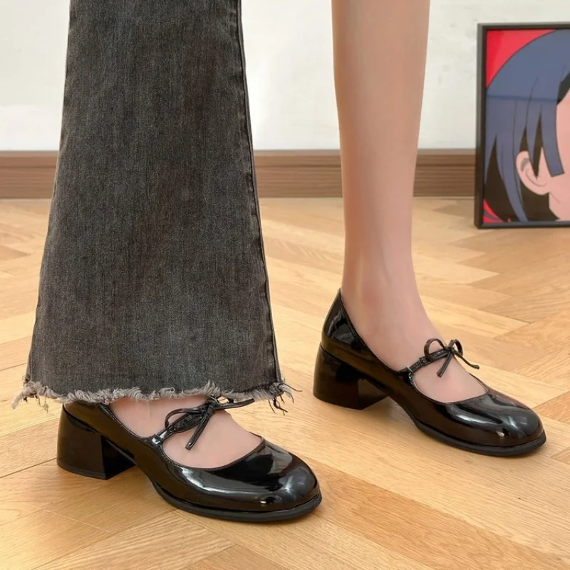 Туфли-лодочки женские на блочном каблуке удобные босоножки Мэри Джейн без