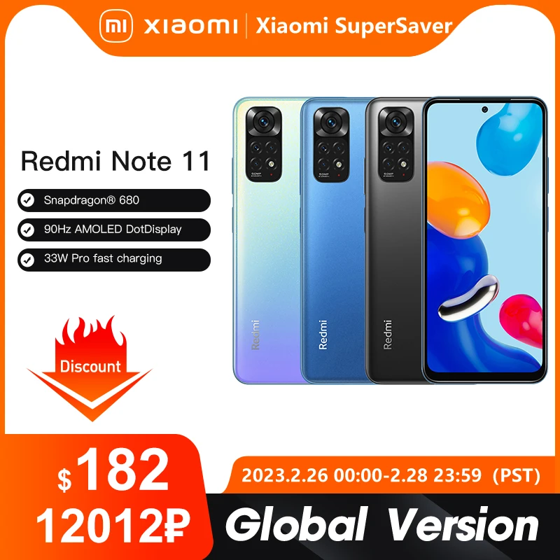 

Global Version Xiaomi Redmi Note 11 Smartphone Snapdragon 680 Octa Core 33W Pro Fast Charging 50MP Quad Camera