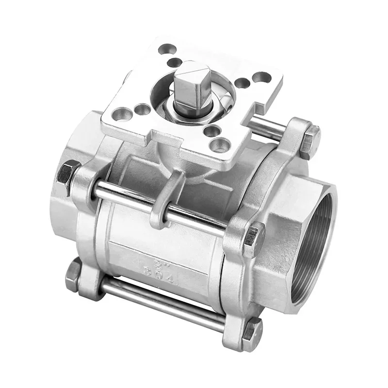 DN15-50 Трехкомпонентный шаровой кран высокой платформы SS304 Нержавеющая сталь Внутренняя резьба Высокая температура Коррозионная стойкость