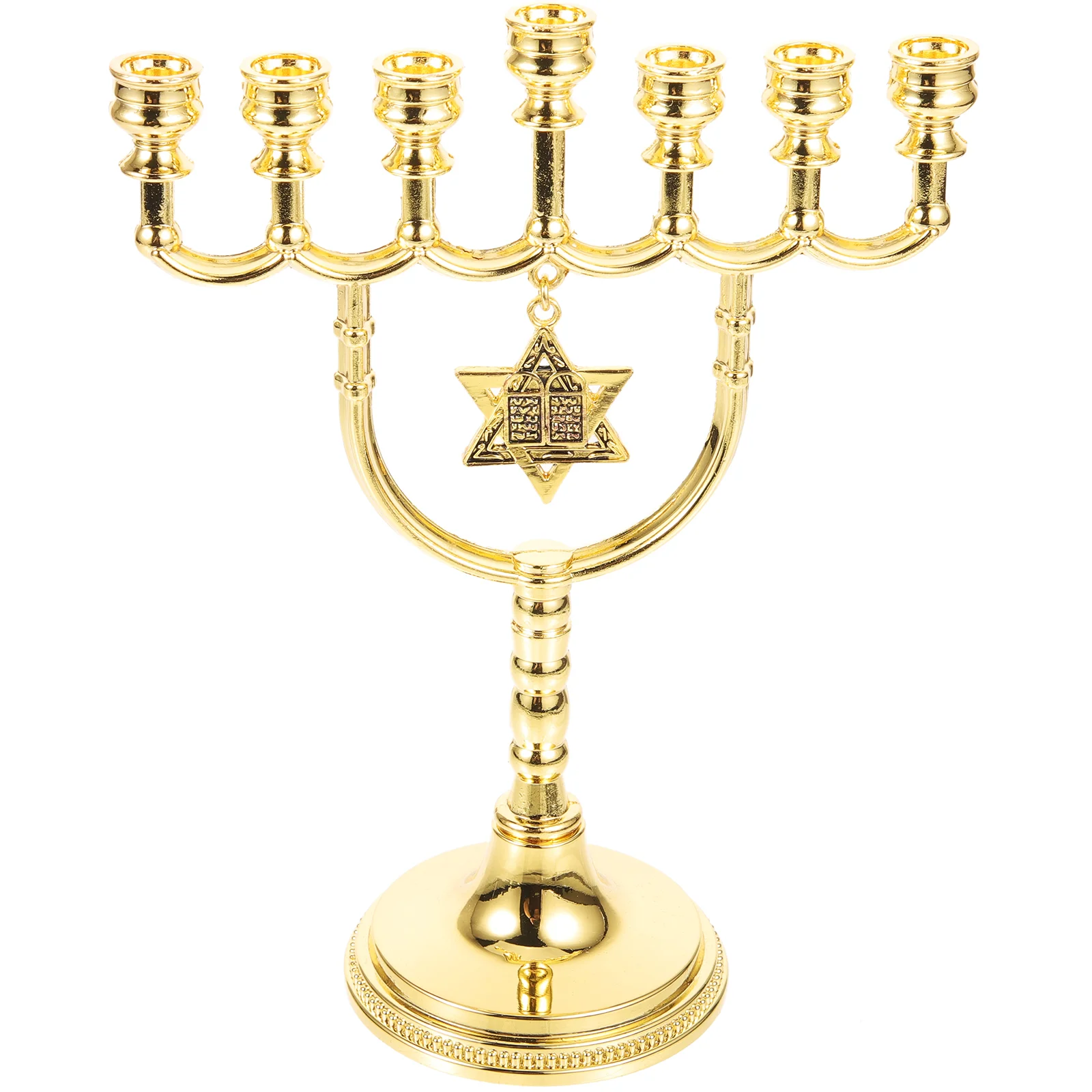 

Hanukkah Menorah 7 Branches Stand Metal Candlestick Holder Dining Table Holder Chanukah