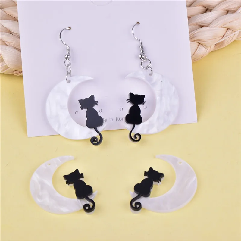 10 шт./упак. милые лунные кошки акриловые подвески для творчества серьги брелок