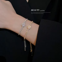 full of rhinestones adjustable 18k gold plated stainless steel bracelet for women 2022 new trendy square zircon bracelet jewelry