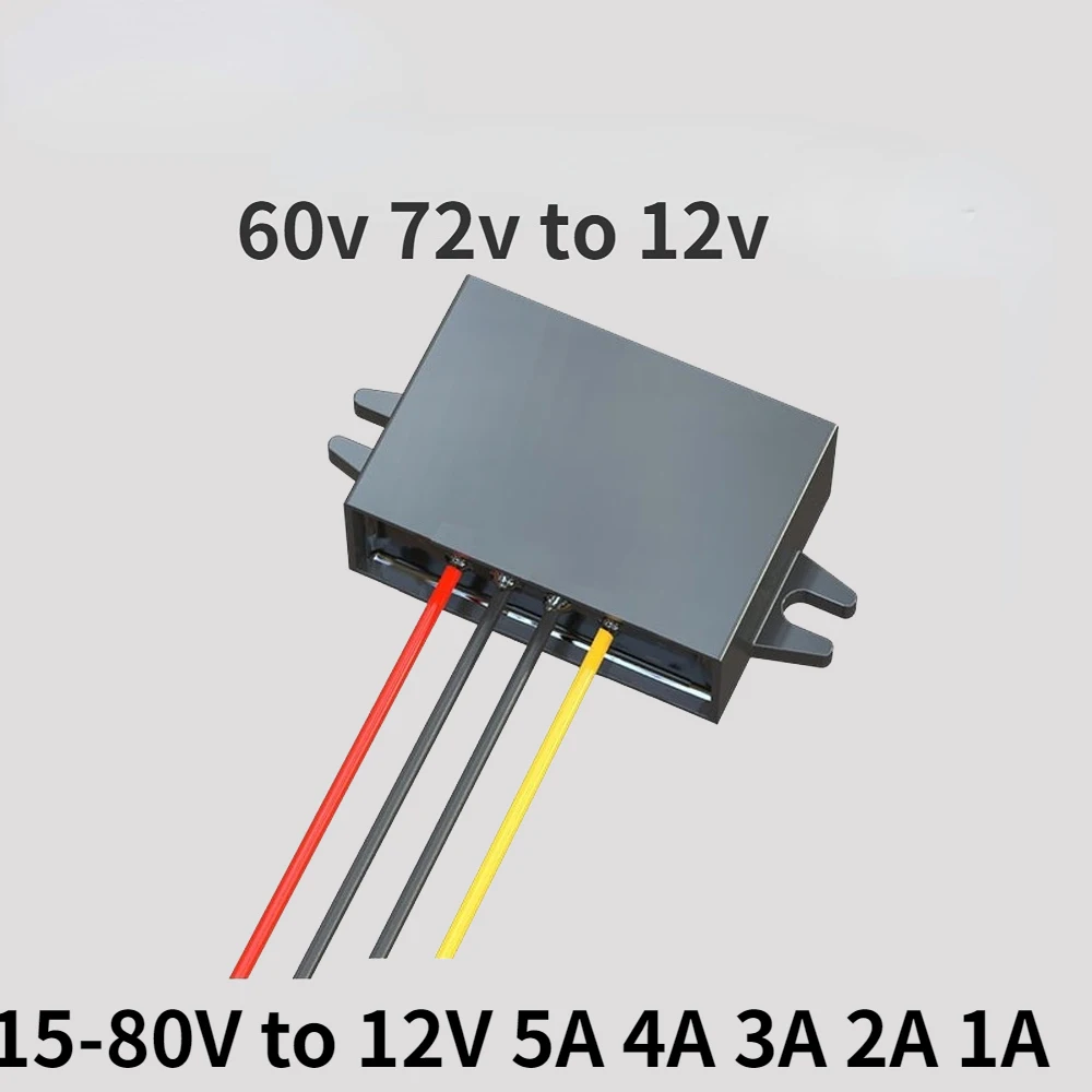 DC15-80V 24 В, 36 В, 48 В, понижающий до 12 В, 5a, 4A, 3a, 2A, 1A, автомобильный источник питания, инвертор напряжения, IP67, преобразователь постоянного тока, регулятор для автомобиля