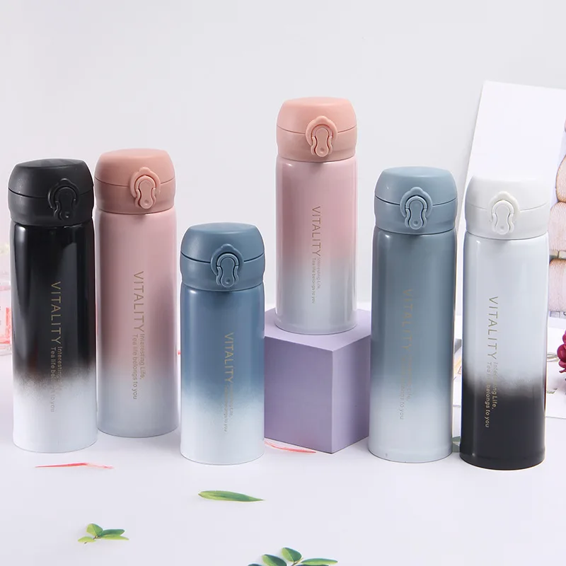 

500ml Thermos Cup Stainless Steel Thermal Bottle Cover Insulation Straight Cup Flask Tumbler Mug Water Bottles for Girls