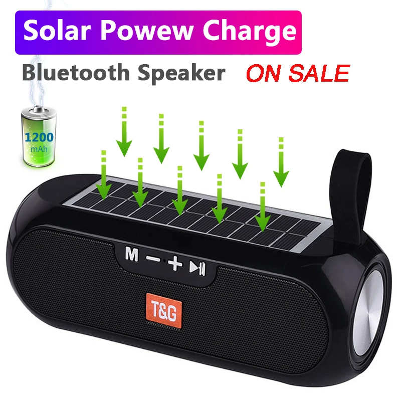 2023 Sound Powerful Speaker Solar Plate Bluetooth-compatible Stereo Music Box Power Bank Boombox USB AUX FM Radio Bar