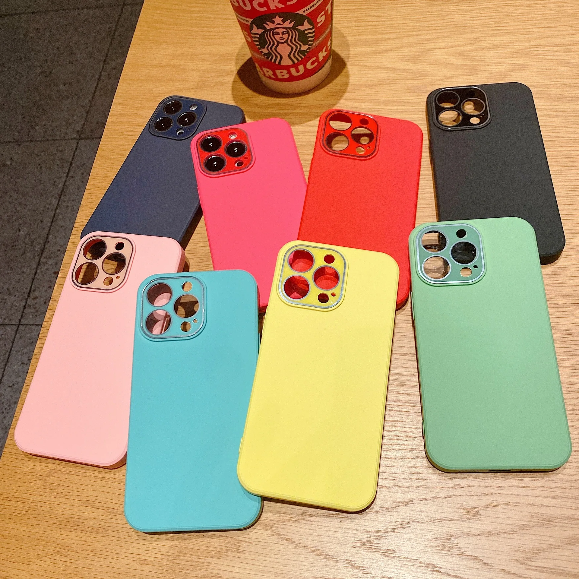 

Silicone Solid Color Simple Plain Lightweight Blue Red Mobile Phone Case for iPhone 13 12 11 ProMax X XR XS Max 7 8 Plus SE2020