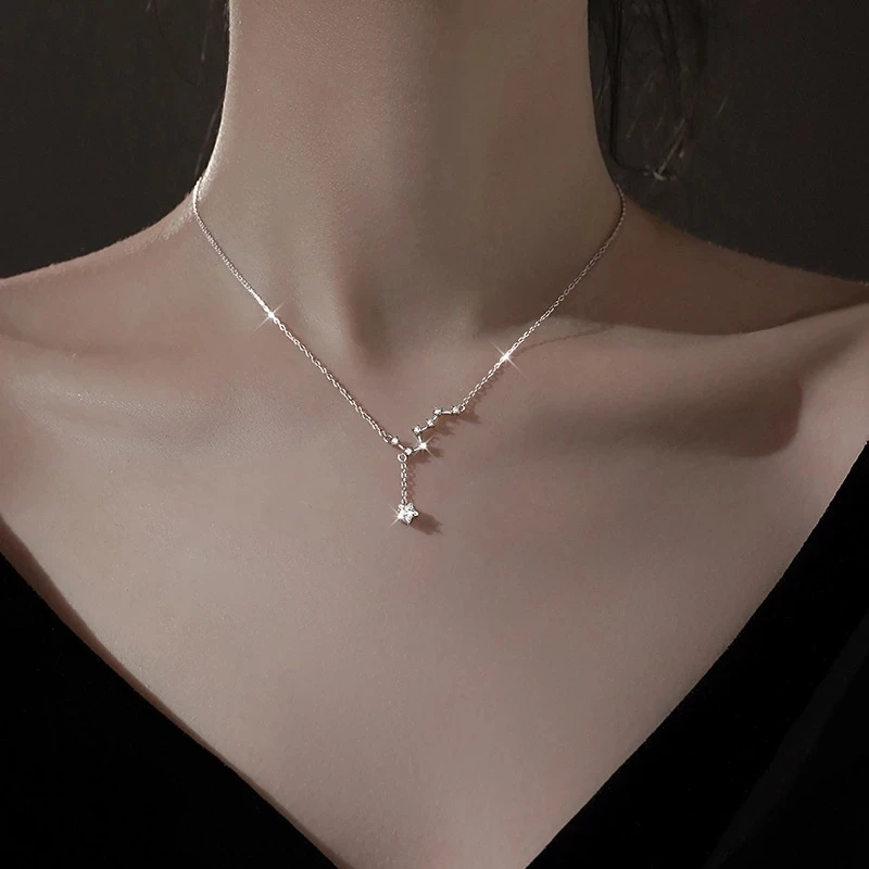 

Fashion Bling Bling Silver Big Dipper Seven Star Necklace Light Luxury Minority Women New Versatile Clavicle Chain Summer