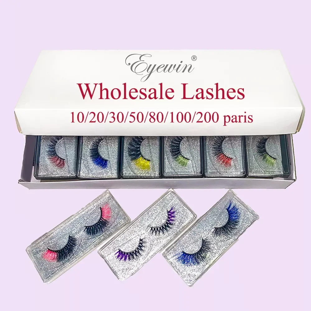 

Eyewin 10/20/30/50/80/100/200 Pairs Color Eyelashes Wholesale 3D Mink False Eyelash Multi Colored Fake Lashes for Party Makeup