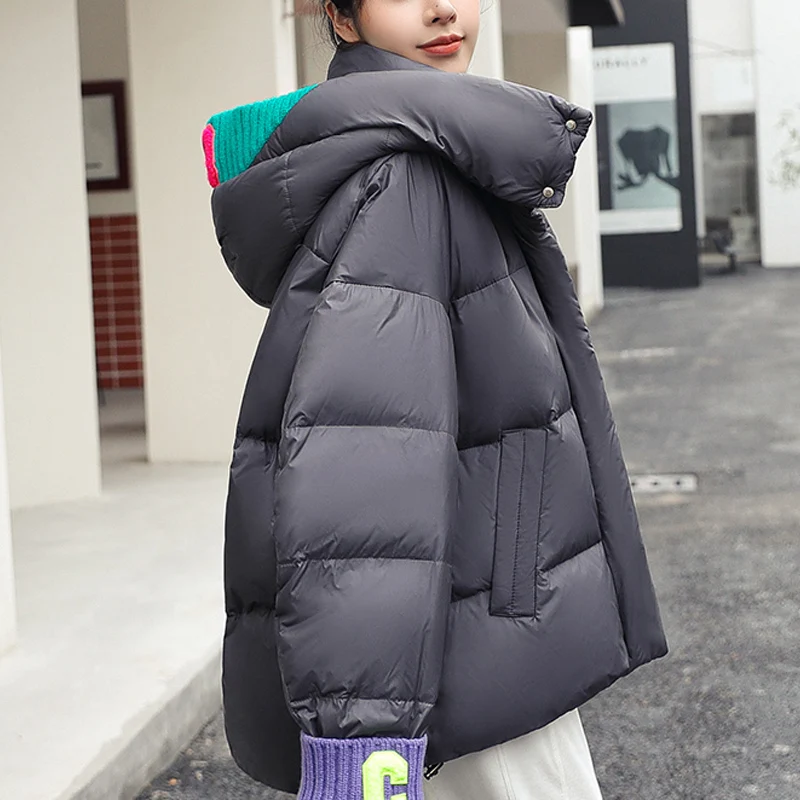 New 2022 Women Short Jacket Winter Thick Hooded Cotton Padded Coats Female Korean Loose Parkas Ladies Oversize Outwear