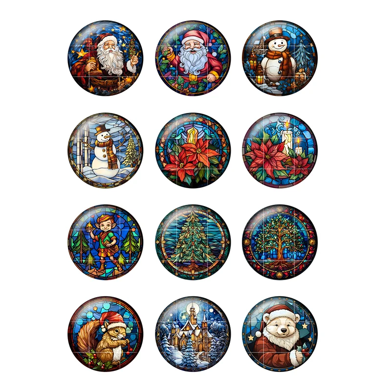 Стеклянный кабошон для украшения елки 12/16/18/25 мм