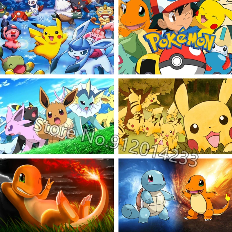 

5D Diy Diamond Painting Pokemon Diamond Embroidery Full Drill Japanese Classic Anime Cartoon Characters Mosaic Cross Stitch Kits