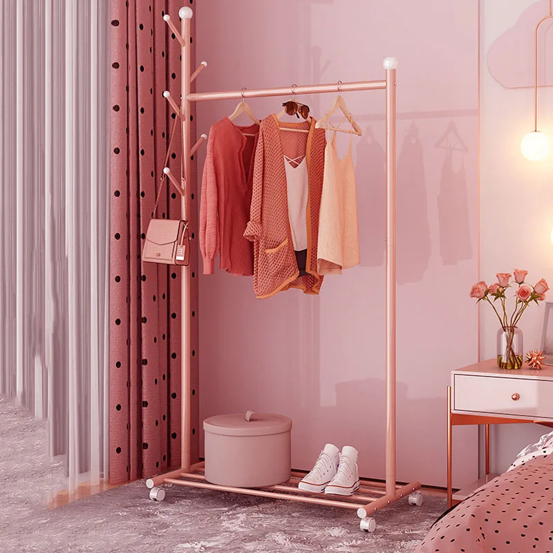 

Multi-hanger Coat Rack Mobile Nordic Floor Metal Hanger Clothes Standing Dressing Room Arara De Roupa Entrance Hall Furniture